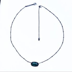 Kendra Scott Elisa Satellite Cat’s eyes Emerald Green necklace Gunmetal